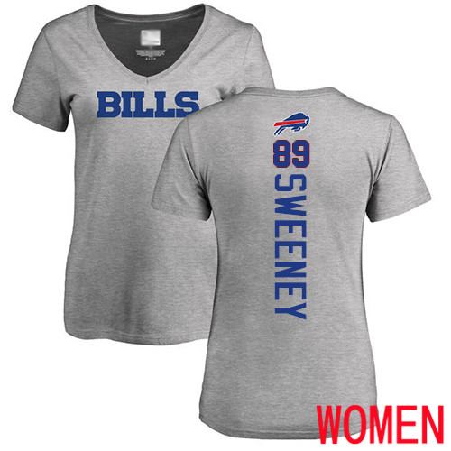 NFL Women Buffalo Bills 89 Tommy Sweeney Ash Backer V-Neck T Shirt